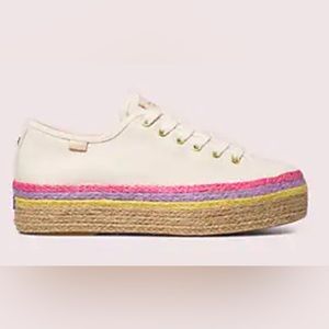 NWT Keds x Kate Spade New York triple up neon raffia sneakers size 7.5